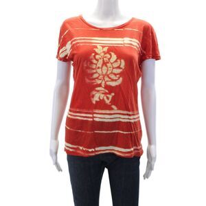 Marika Charles Womens Cotton Tie-Dye Short Sleeve Basic T-Shirt Red Size 2